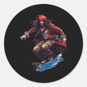 Pirate Skater - Skateboard Skateboarder Skateboard Classic Round Sticker