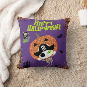Pirate skeleton cat cushion