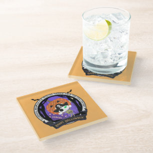 Pirate skeleton cat glass coaster