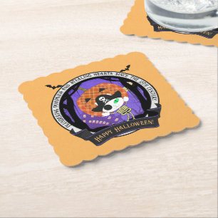 Pirate skeleton cat paper coaster