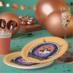 Pirate Skeleton Cat Paper Plate