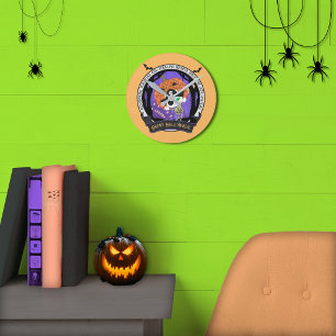 Pirate skeleton cat Wall Round Clock