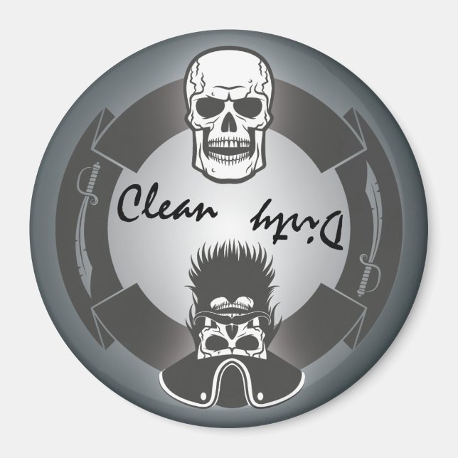 Pirate Skeleton Clean Dirty Dishwasher Magnet (Front)