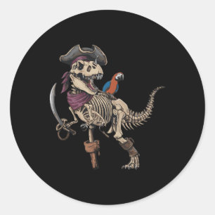 Pirate Skeleton Dinosaur T Rex Funny Tyrannosaurus Classic Round Sticker