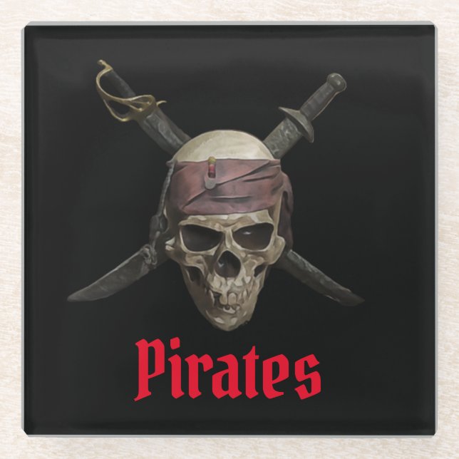 Pirate skeleton  glass coaster (Front)