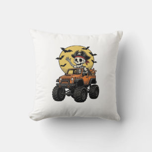 Pirate Skeleton Monster Truck Halloween Design_1 Cushion
