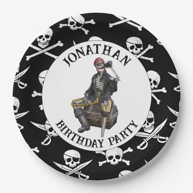 Pirate SkELETON Paper Plates (Front)