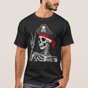 Pirate Skeleton Peace Sign Skull Halloween T-Shirt
