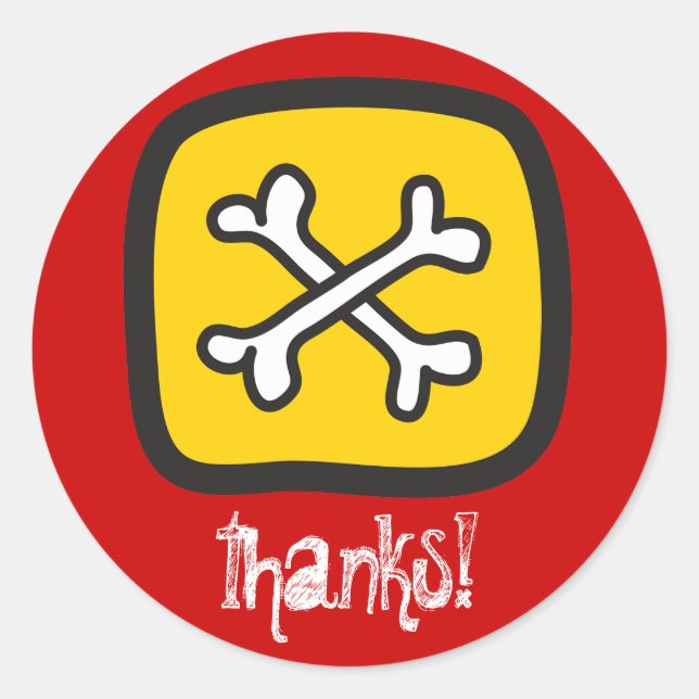 Pirate Skeleton Skull & Bones Boy's Birthday Party Classic Round Sticker (Front)