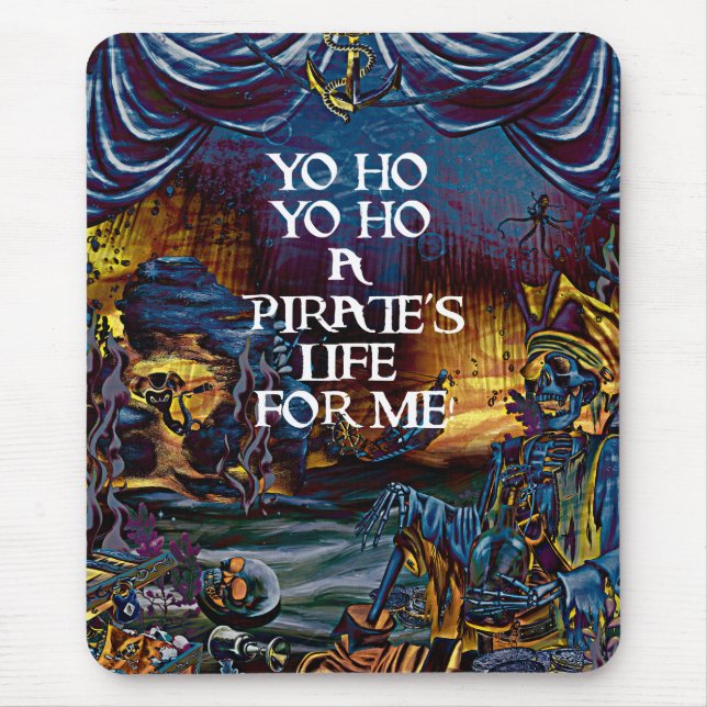 Pirate Skeleton Treasure Under the Sea Comic Art Mouse Mat (Front)