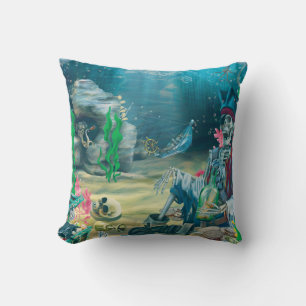 Pirate Skeleton Treasure Under the Sea Cushion