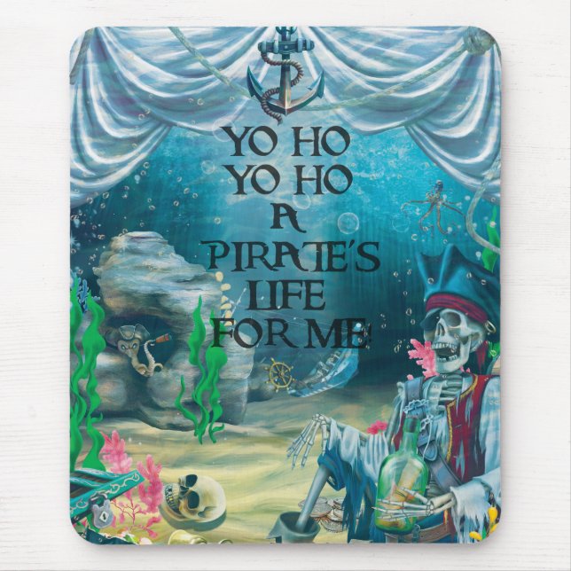Pirate Skeleton Treasure Under the Sea Mouse Mat (Front)
