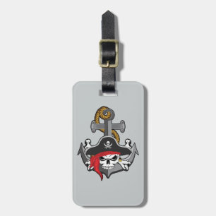 Pirate Skull Anchor Luggage Tag