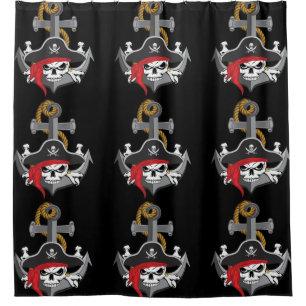 Pirate Skull Anchor Shower Curtain