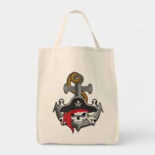 Pirate Skull Anchor Tote Bag
