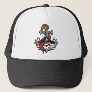 Pirate Skull Anchor Trucker Hat