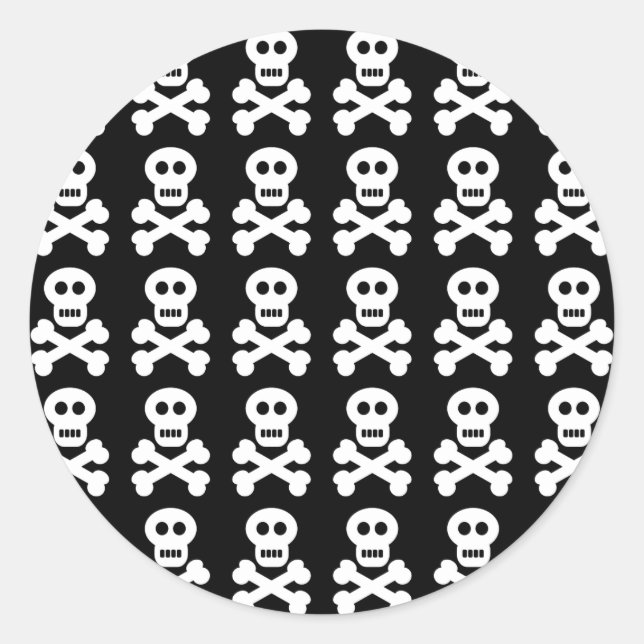 Pirate Skull and Cross Bones Classic Round Sticker (Front)