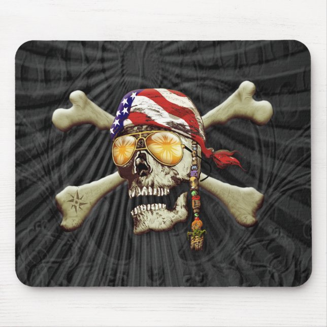 Pirate Skull and Cross Bones Mouse Mat (Front)