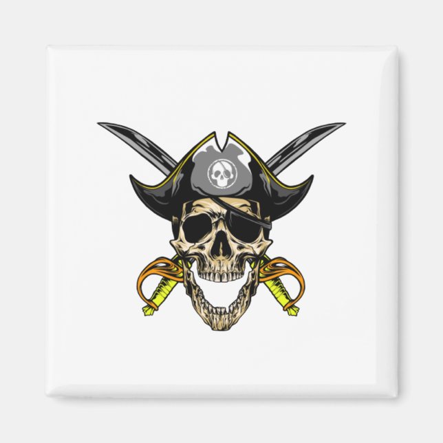 Pirate Skull and Cross Swords Magnet (Front)