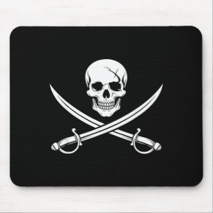 Pirate Skull And Crossbone Cross Sword Jolly Roger Mouse Mat