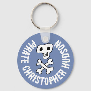 Pirate skull and crossbones design key ring