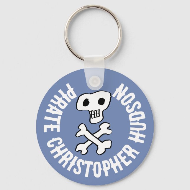 Pirate skull and crossbones design key ring (Front)