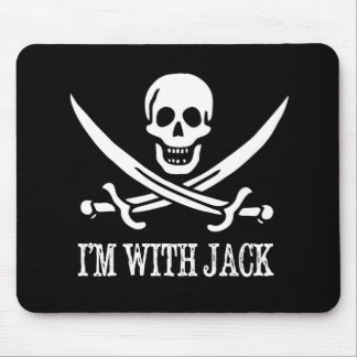 Pirate Skull and Crossbones Flag: "I'm With Jack" Mouse Mat