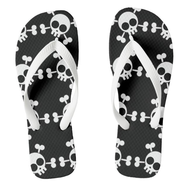 Pirate Skull and Crossbones Flip Flops (Footbed)