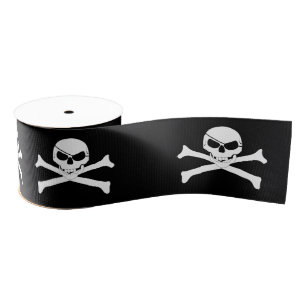 Pirate Skull and Crossbones  Grosgrain Ribbon