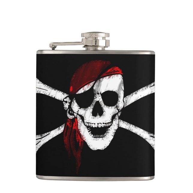 Pirate Skull and Crossbones Hip Flask (Front)