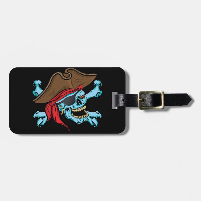 Pirate Skull and Crossbones Luggage Tag (Front Horizontal)