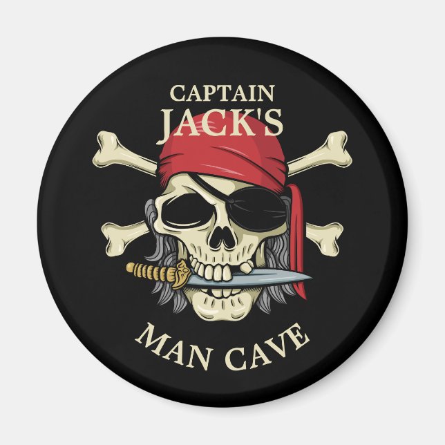 Pirate Skull and Crossbones Man Cave Magnet (Front)