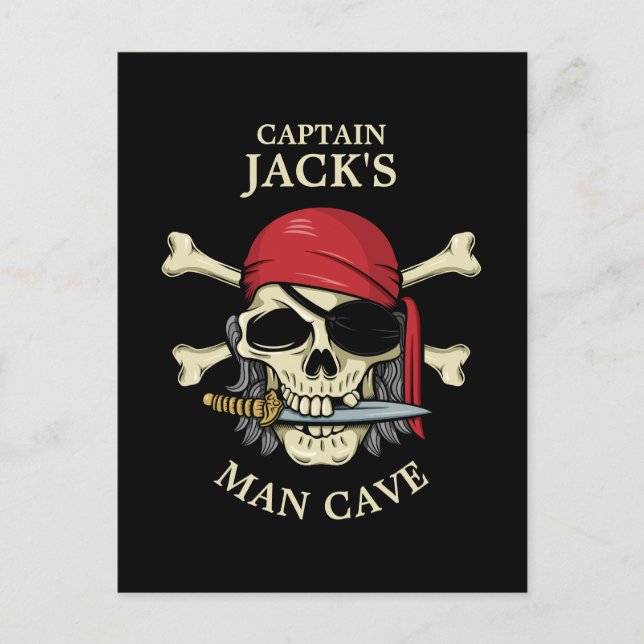 Pirate Skull and Crossbones Man Cave Postcard (Front)