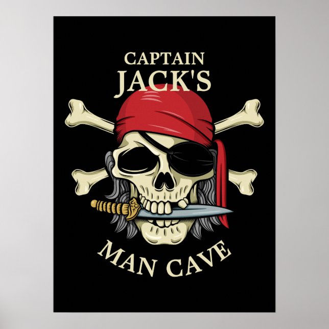 Pirate Skull and Crossbones Man Cave Poster (Front)