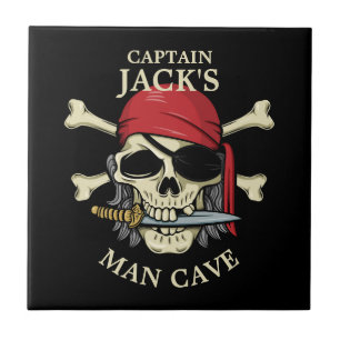 Pirate Skull and Crossbones Man Cave Tile