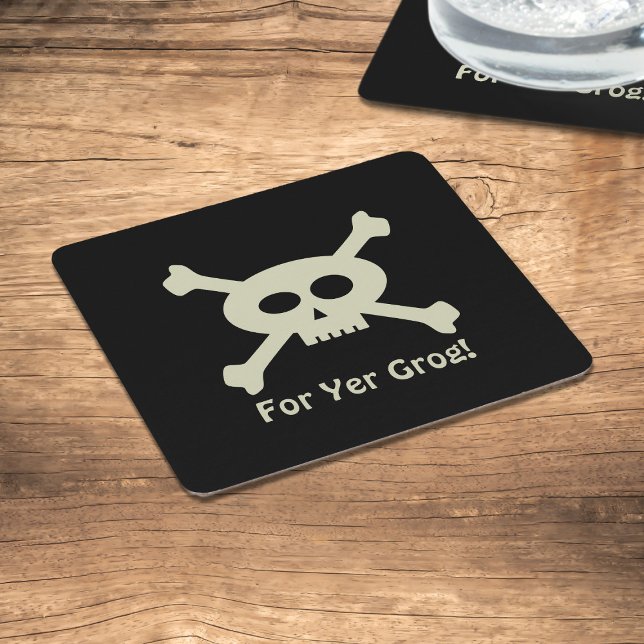 Pirate Skull and Crossbones Paper Coaster (Cute pirate skull and crossbones paper coaster for yer grog!)