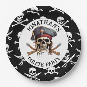  PIRATE skull and crossbones Paper Plate
