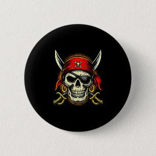 Pirate skull and crossbones skeleton halloween 6 cm round badge