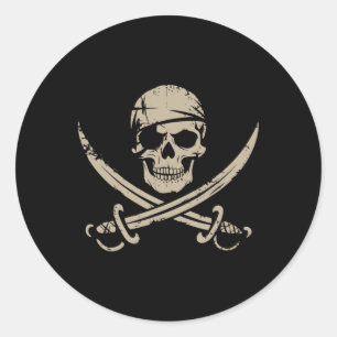 Pirate Skull And Crossbones Skeleton Halloween For Classic Round Sticker