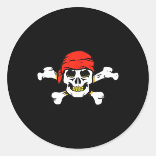 Pirate Skull And Crossbones Skeleton Halloween For Classic Round Sticker