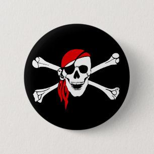 Pirate Skull and Crossed Bones Button