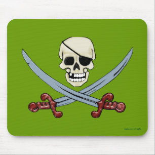 Pirate Skull and Crossed Cutlasses Creepy Art Mouse Mat