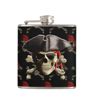 Pirate Skull And Hat Hip Flask