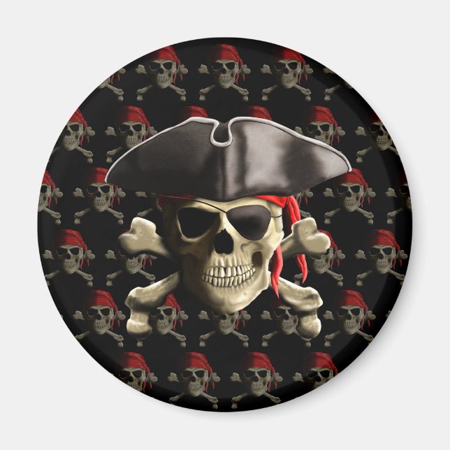 Pirate Skull And Hat Magnet (Front)