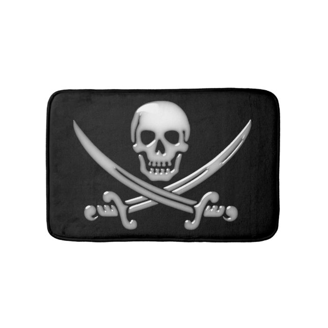 Pirate Skull and Sword Crossbones   Bath Mat (Front)
