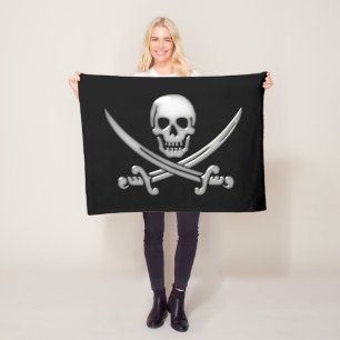 Pirate Skull and Sword Crossbones Fleece Blanket