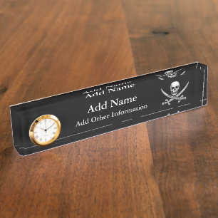 Pirate Skull and Sword Crossbones Nameplate