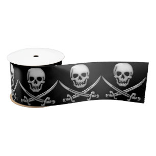 Pirate Skull and Sword Crossbones  Satin Ribbon