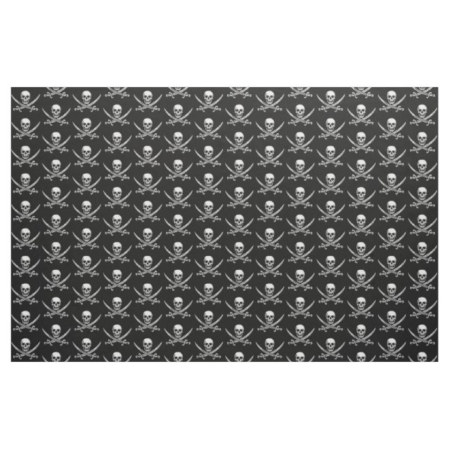 Pirate Skull and Sword Crossbones (TLAPD) Fabric (Yard)