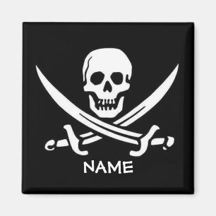 Pirate Skull and Swords add names Magnet